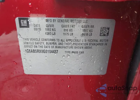 2016 Cadillac Ats Luxury Collection from USA, damaged, VIN 1G6AB5RX8G0104437